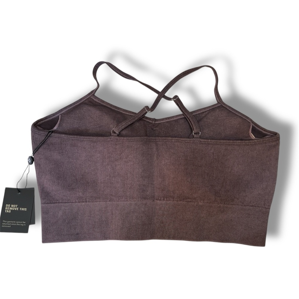 YoungLA Women’s Sports Bra Plum Truffle Wash Padded Adjustable Strap NWT - Picture 3 of 4